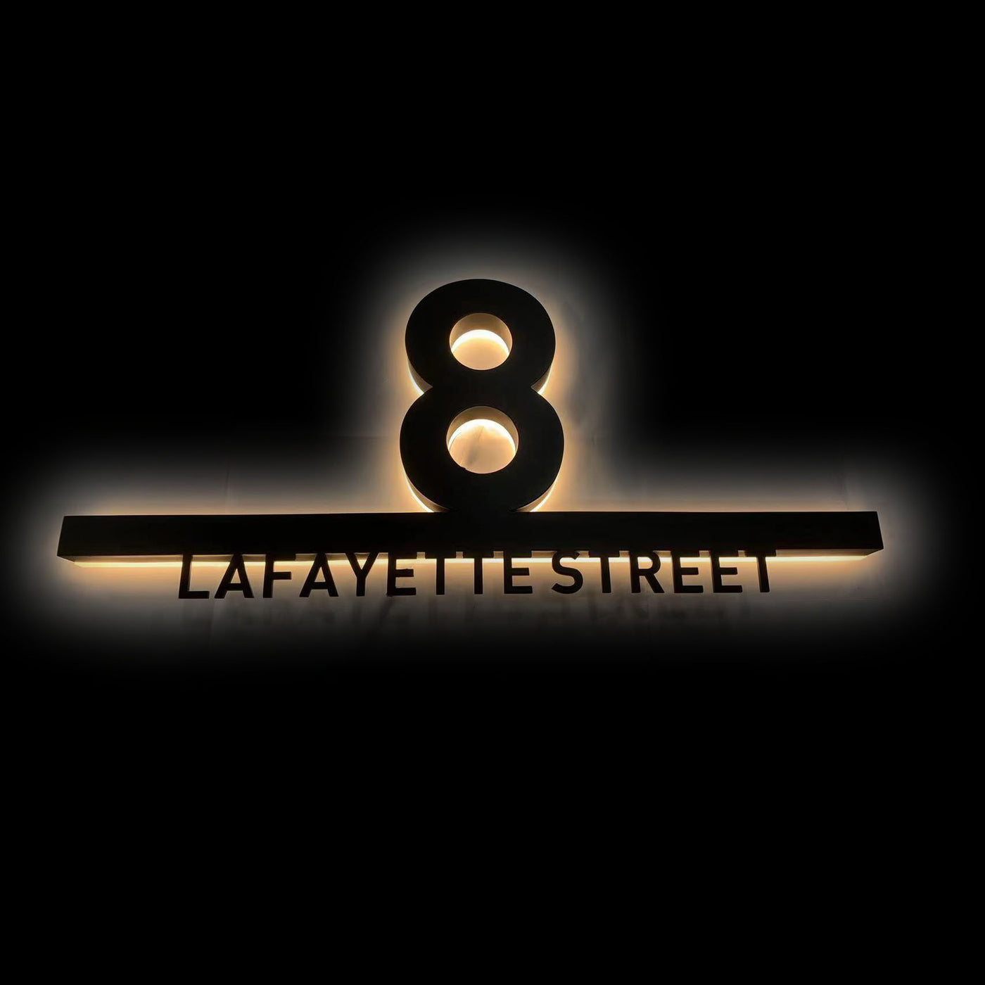 Bright Backlit Street Numbers Street Name One Unit Illuminated Signage