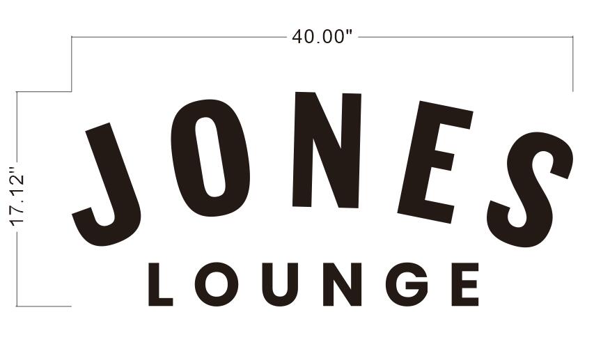 JONES LOUNGE logo metal backlit sign