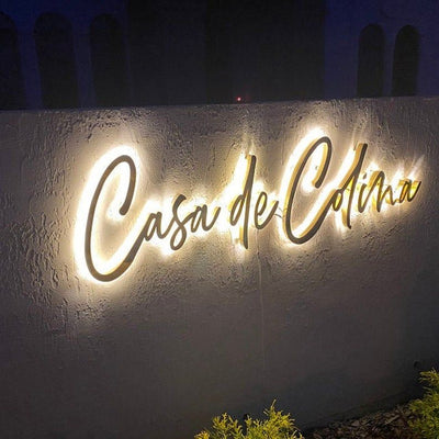 Custom LED Backlit Letters 3D Stainless Steel Personalized Slogan Hotel Yard Landscape Lighting