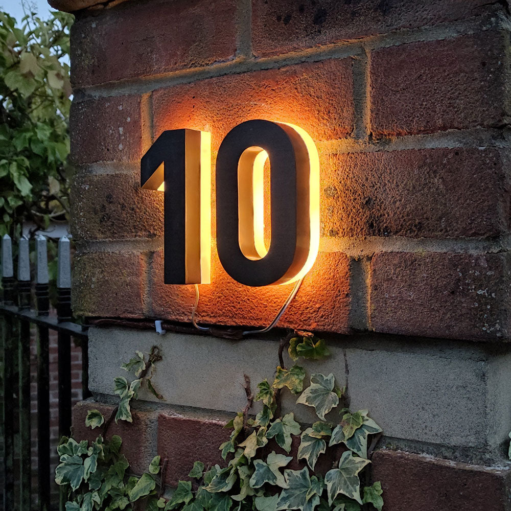 Address Numbers for House Yard Address Signs Waterproof Stainless Steel Individual Led Backlit Lighted House Number
