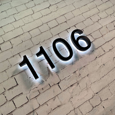 Metal House Numbers Address Signs Waterproof Stainless Steel Individual Led Backlit Lighted House Number