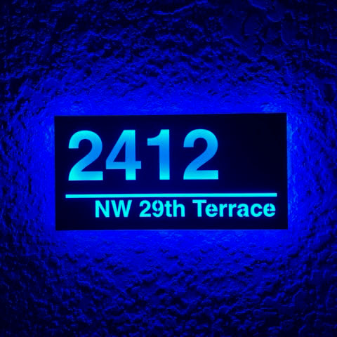 Lighted House Number Plaque Led Light up Horizontal Waterproof Exterior