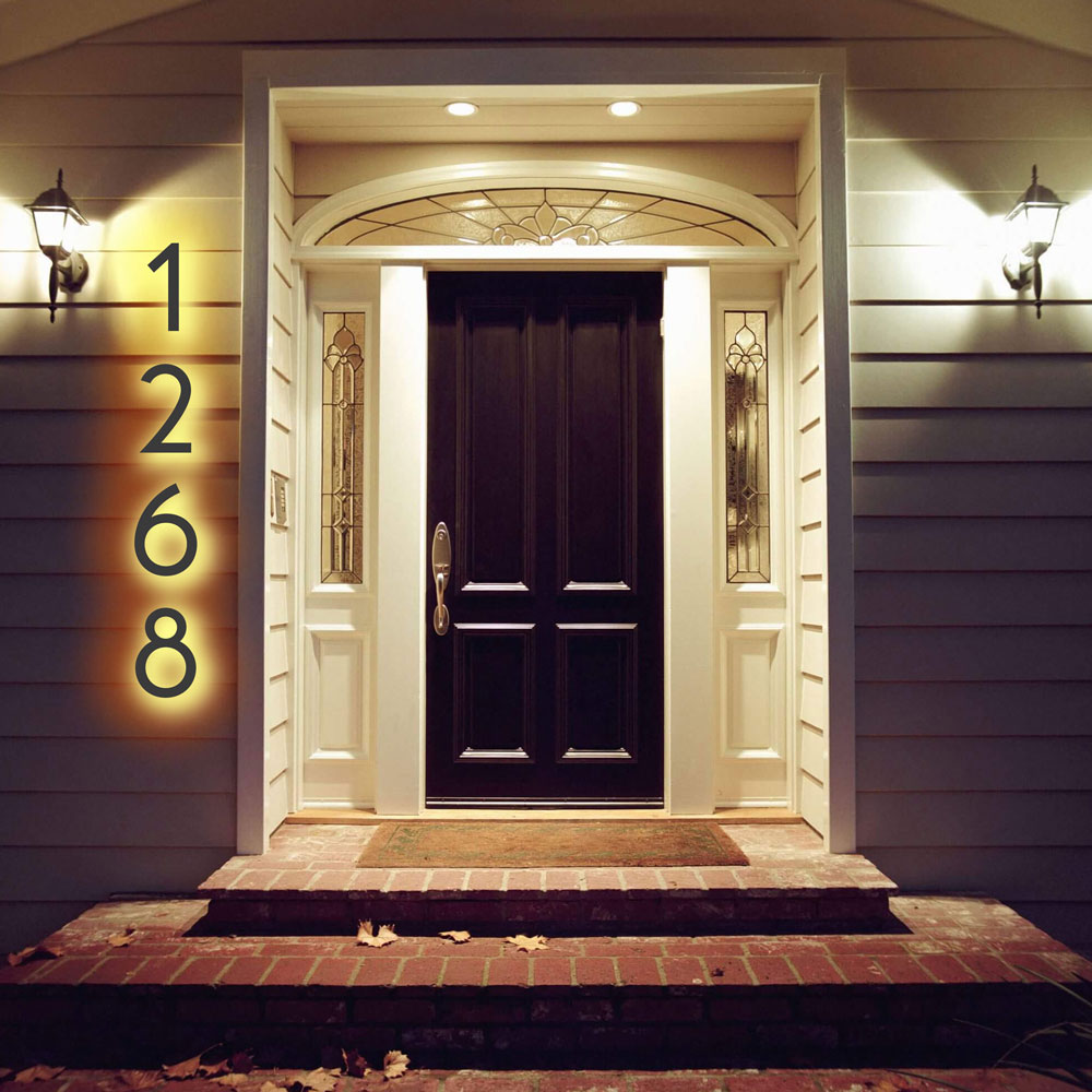 Vertical House Numbers Led Modern House Number 3D Stainless Steel Individual Backlit House Numbers