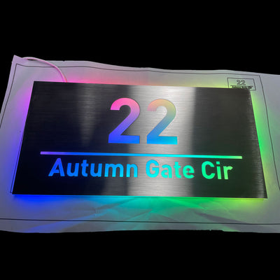 Lighted House Number Plaque Led Light up Horizontal Waterproof Exterior