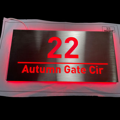 Lighted House Number Plaque Led Light up Horizontal Waterproof Exterior