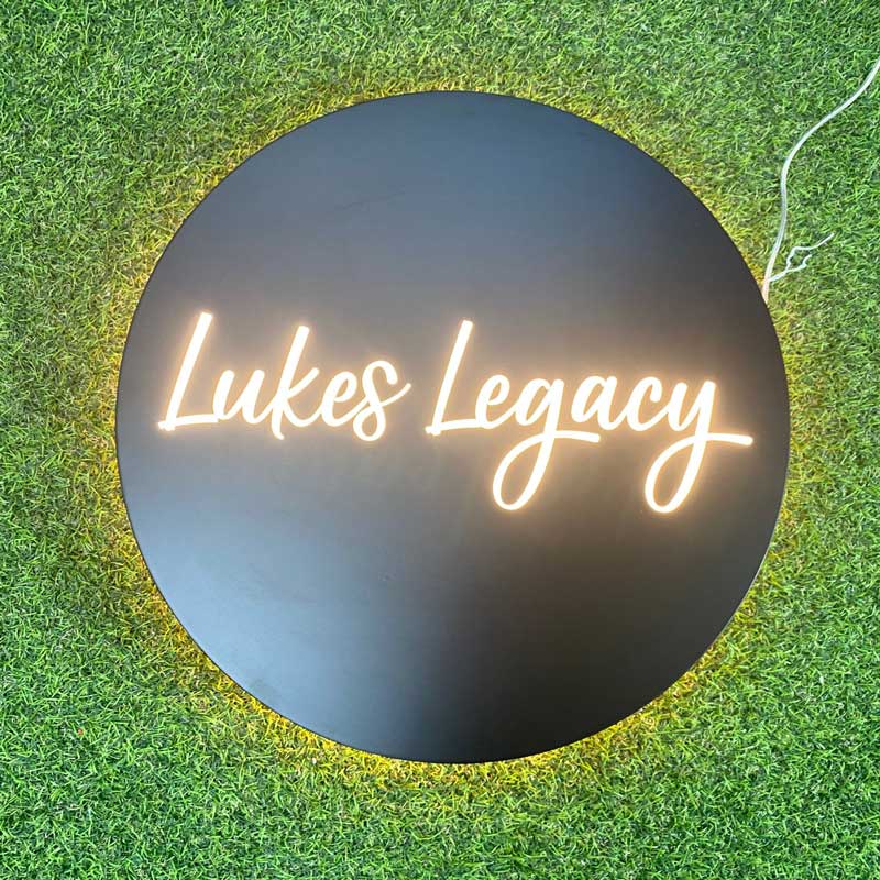 Custom Hollow Out Stainless Steel Laser Cut Round LED Backlit Light Box Personalized Business Logo Patio Home Bar Garage She Shed Decor