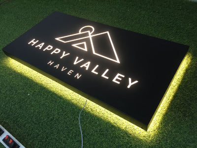 Business Logo Company Name LED Backlit Light Box Stainless Steel Led Sign