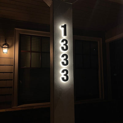 Vertical House Numbers Led Modern House Number 3D Stainless Steel Individual Backlit House Numbers